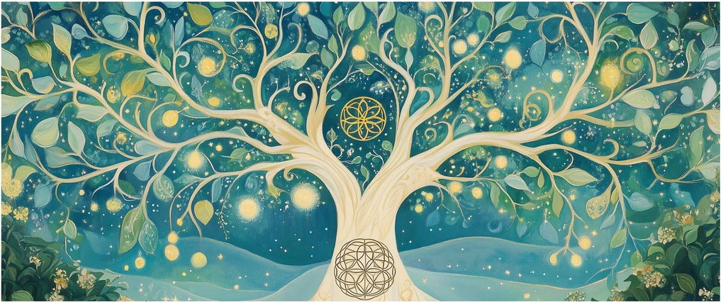 Obraz – Magický strom so špirálami (120x50 cm)