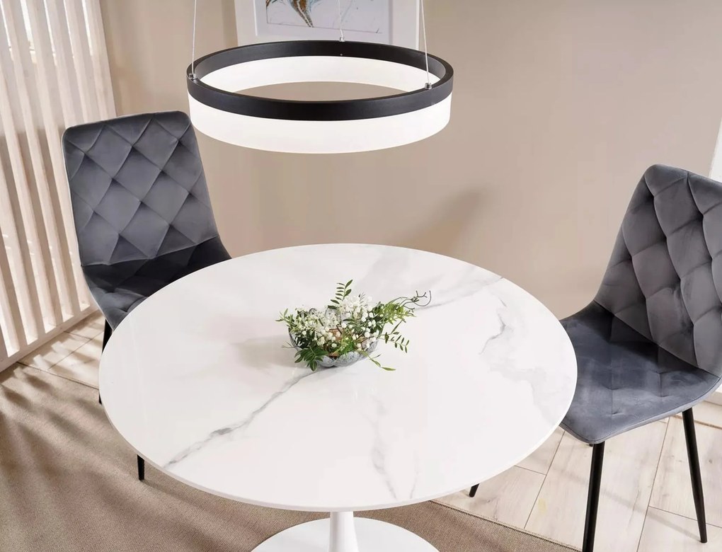 Okrúhly jedálenský stôl Espero 90 cm biely mramor/biely
