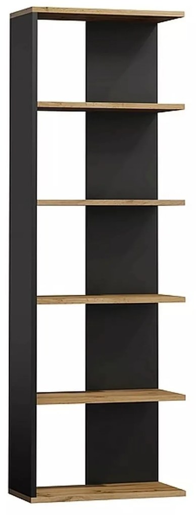 Rohová knižnica NERO 170 cm dub wotan/čierna