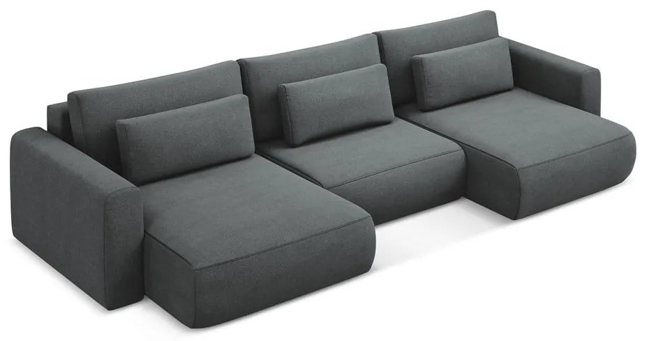 Tmavosivá rozkladacia/s úložným priestorom rohová pohovka (do tvaru "U") Kapua – Makamii