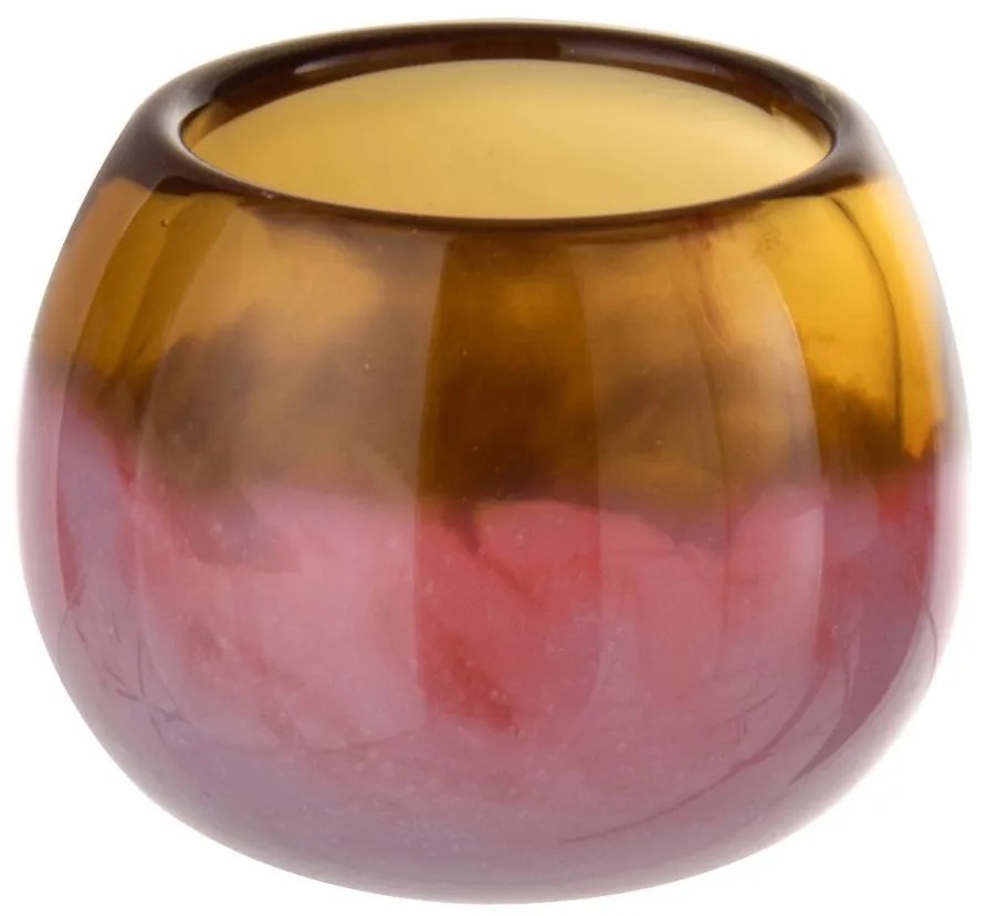 Okrová-ružová sklenená váza Vaňa ball - Ø8 * 7 cm
