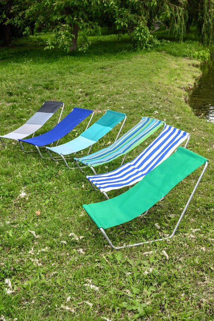 Skladacie plážové lehátko SAND, zelené pruhy