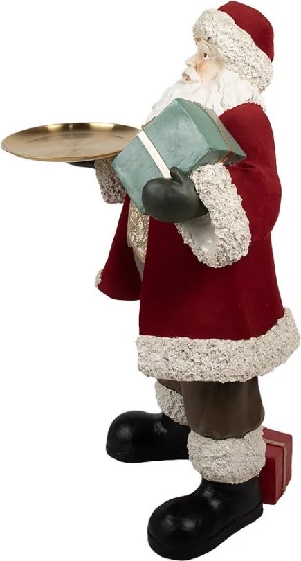 Vánoční dekorace socha Santa Claus s podnosem a dárkem - 56*50*91 cm