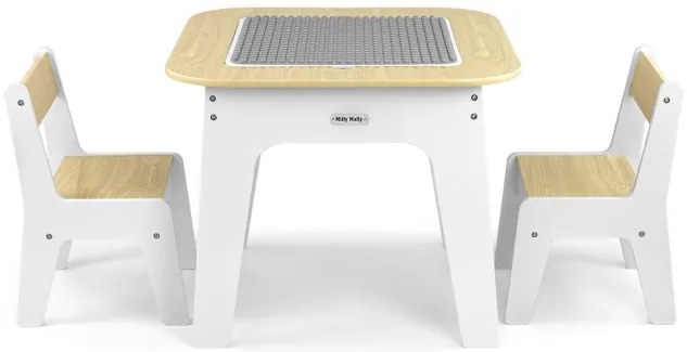 Detský stôl Olaf Blocks biely s dvoma stoličkami