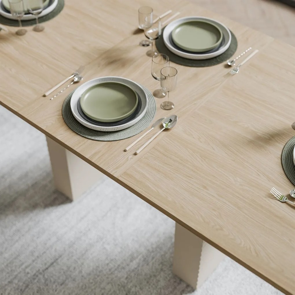 ROZKLÁDACÍ JEDÁLENSKÝ STÔL CELESTINO DUB + KAŠMÍR 140 - 180 cm