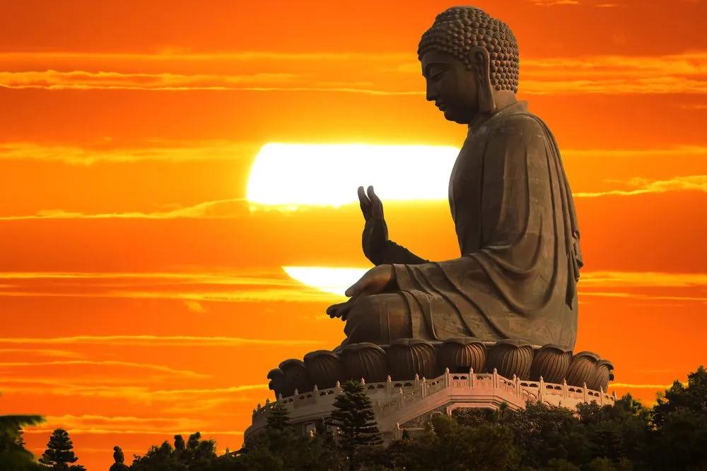 Obraz socha Budhu pri západe slnka Varianta: 120x80