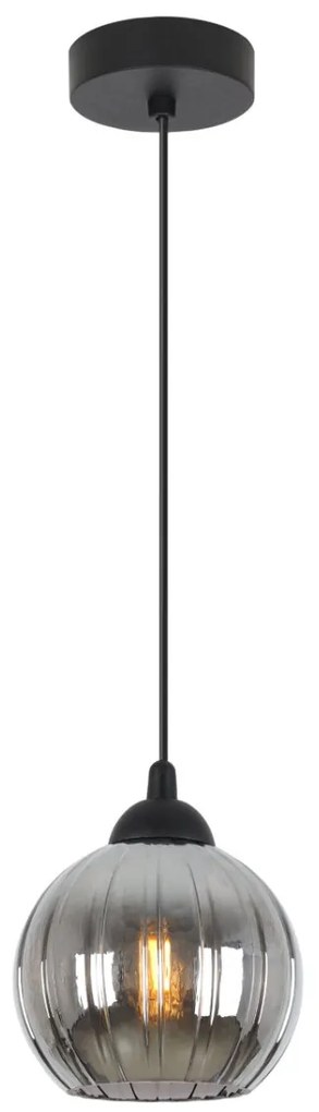 Závesné svietidlo Costa, 1x grafitové sklenené tienidlo, b