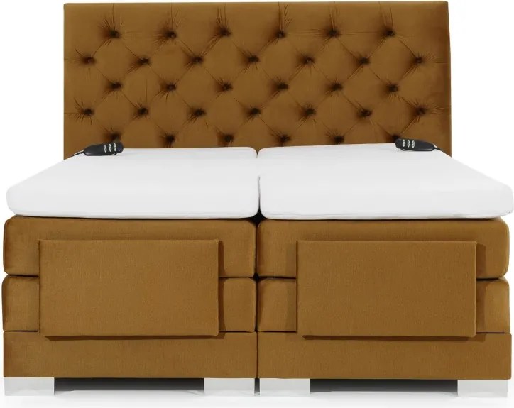Kontinentálna posteľ CARLINO boxspring s elektrickým polohovaním 200x180, horčicová (Monolith 48)
