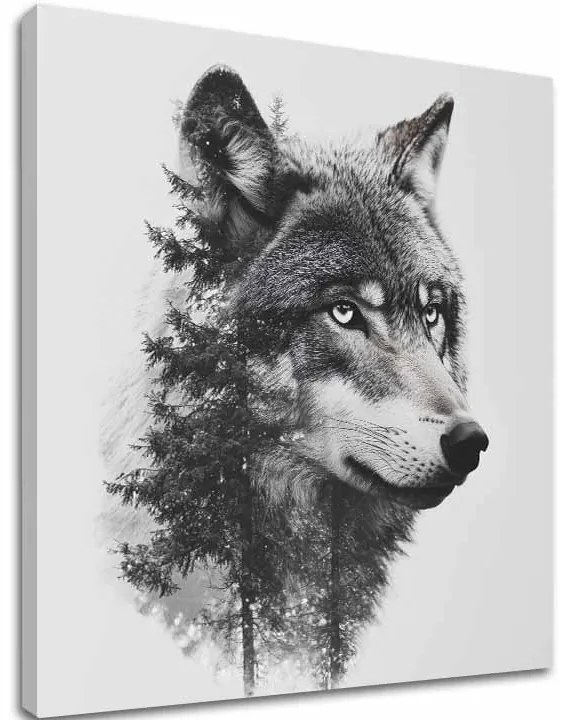 Obraz na plátne Vlčí pohľad - moderný čiernobiely motív
