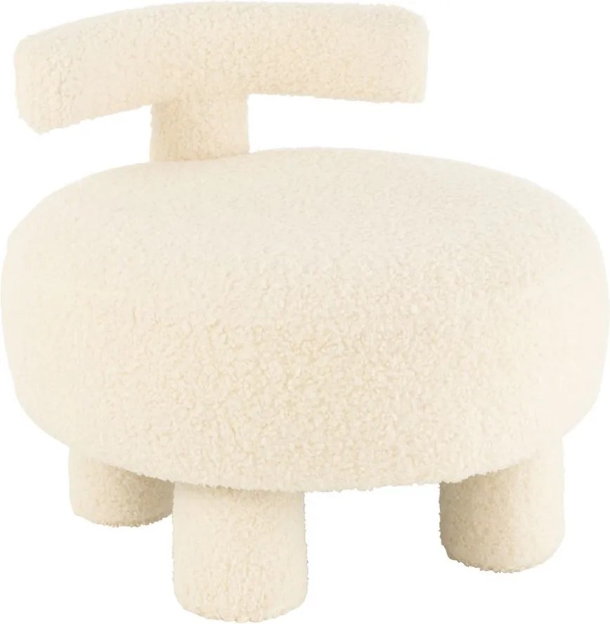 Biela okrúhla stolička s opierkou Teddy Bouclé White - Ø 52*49 cm
