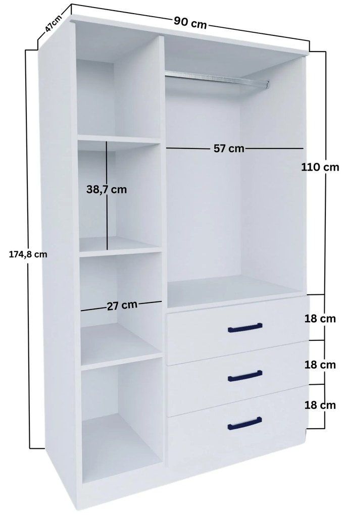 Šatníková skriňa Essy 56 (biela matná). Akcia -18%. Vlastná spoľahlivá doprava až k Vám domov. 1108112
