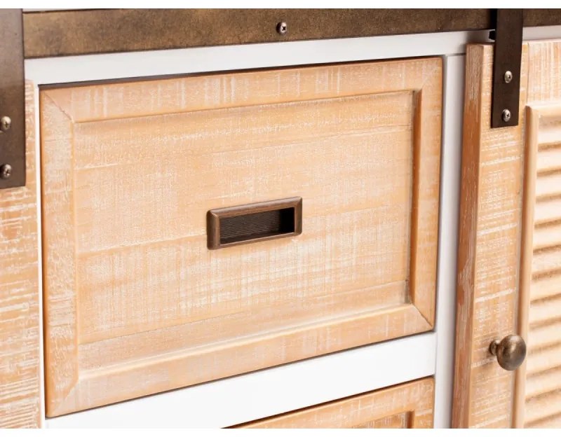 furniture-nabytek.cz - Masívna skrinka pod umývadlo Capera z borovice a MDF, lakovaná, biela a hnedá – 140×45×75 cm