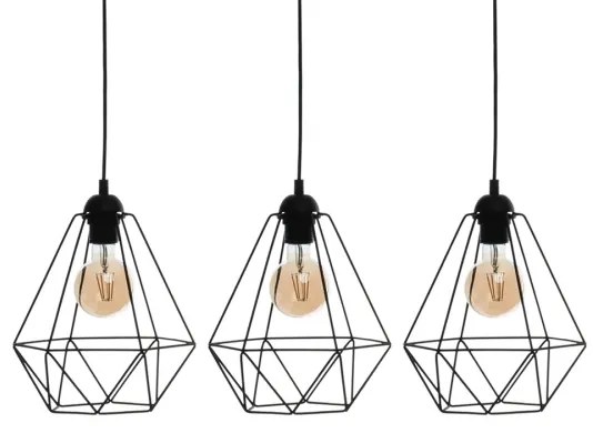 Závesné svietidlo BASKET 3xE27/60W/230V čierna