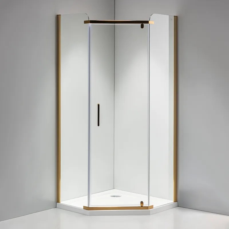 BPS-koupelny Päťuholníkový sprchový kút KZ91A 80x80 zlatá/transparent - bez vaničky