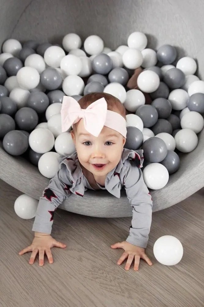 Suchý bazénik 90x40 cm, okrúhly, svetlo šedý, bavlna