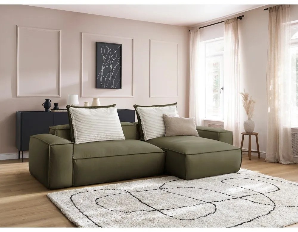 Zelená rohová pohovka z imitácie kože Boheme – Bobochic Paris