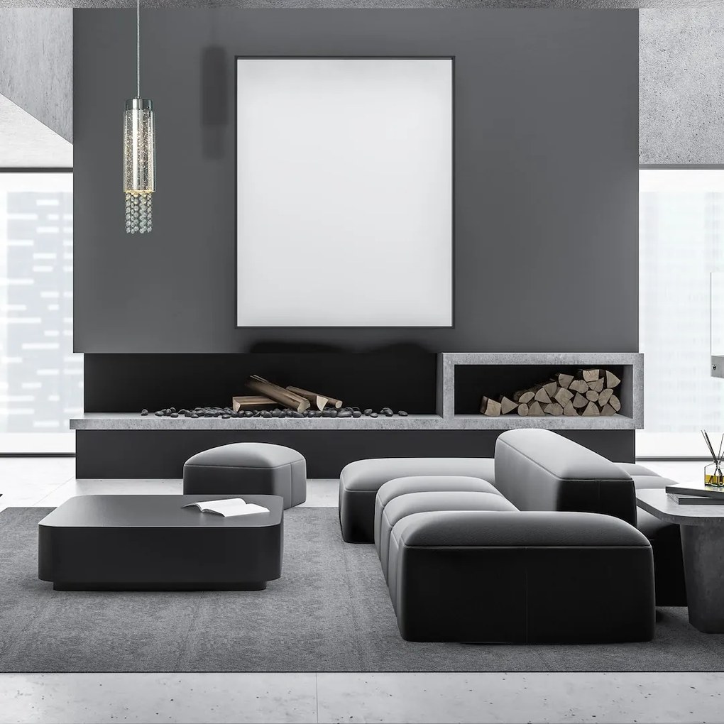 Závesné svietidlo Moonlight, 1x kryštáliky/akrylové tienidlo, ch