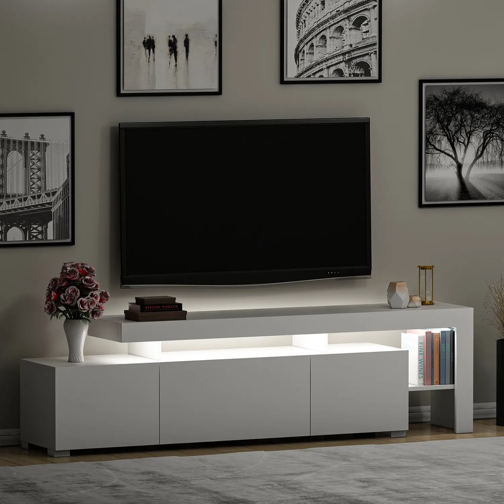 TV stolík/skrinka Belize (lesk biely). Akcia -18%. Vlastná spoľahlivá doprava až k Vám domov. 1072527