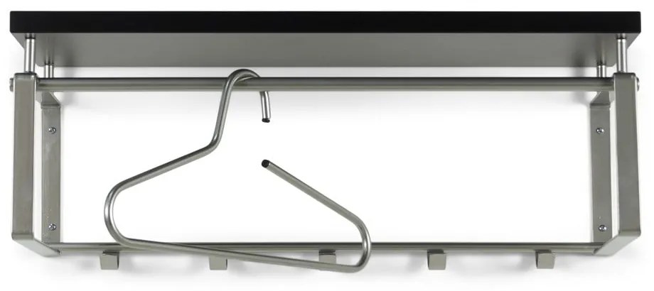 Čierny/v striebornej farbe kovový nástenný vešiak s poličkou 70 cm Rex – Spinder Design