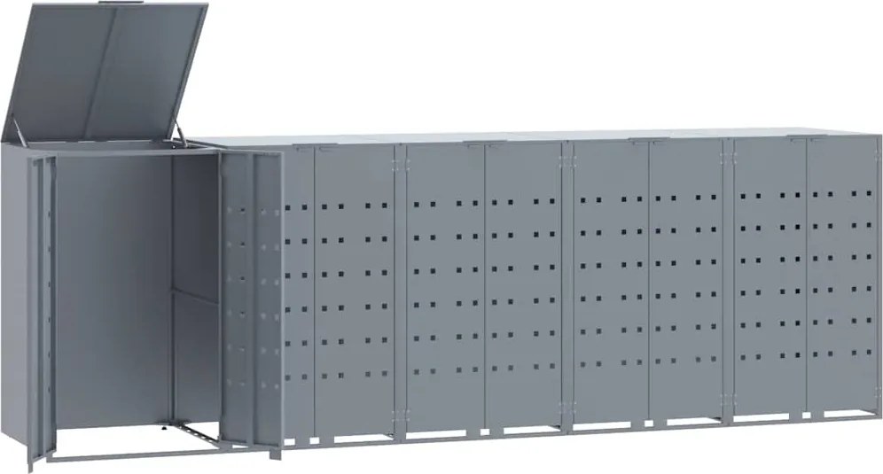 vidaXL Úložisko na 5 košov na kolieskach sivé 345x79x117 cm oceľ