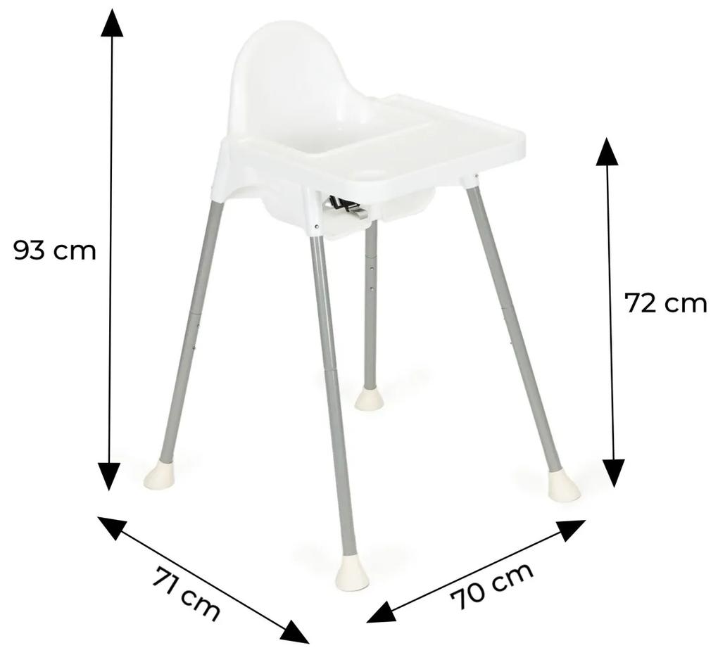 Dětská jídelní židlička 2v1 ECOTOYS CLASSIC bílá