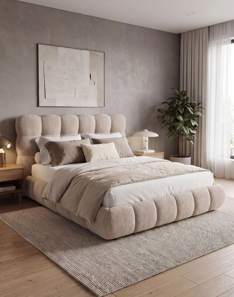 Čalúnená posteľ Laurel s úložným priestorom 160x200, tmavobéžová