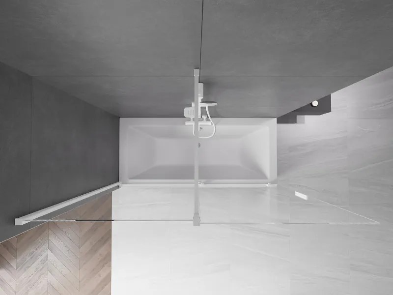 Mexen Velar, 2-krídlová posuvná vaňová zástena 180 x 150 cm, 8mm číre sklo, biely profil, 896-180-000-01-20