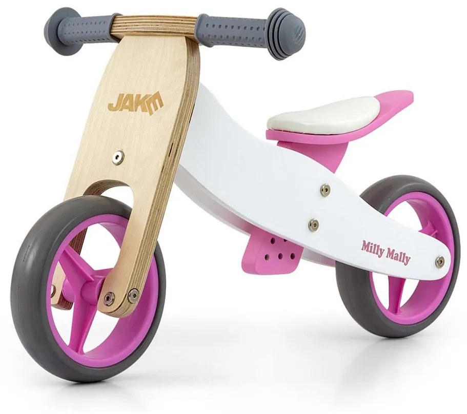 Detské multifunkčné odrážadlo bicykel 2v1 Milly Mally JAKE Classic Pink