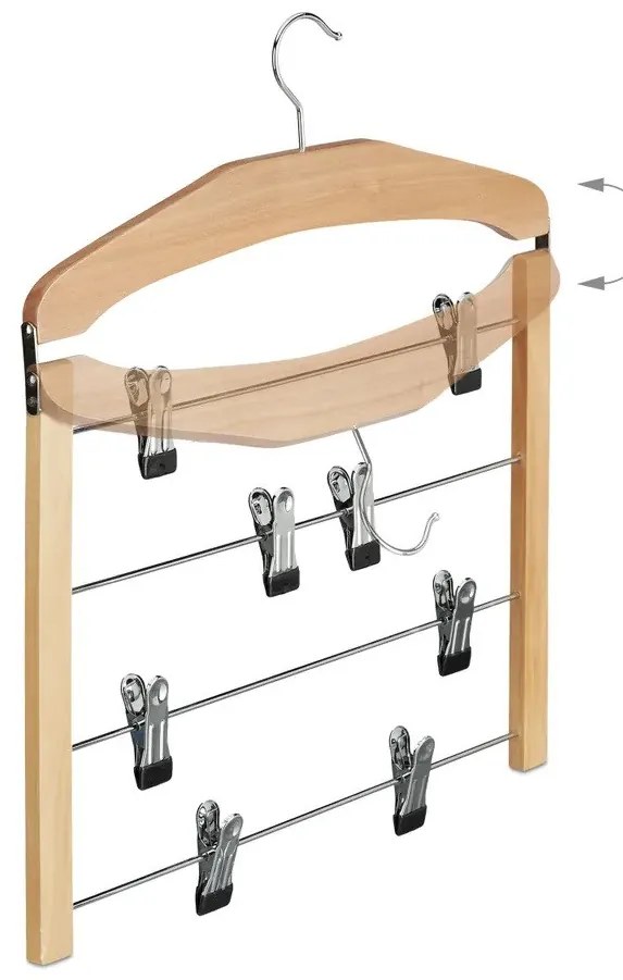 Zeller Present Drevený vešiak s klipmi na nohavice a sukne, 4 úrovne