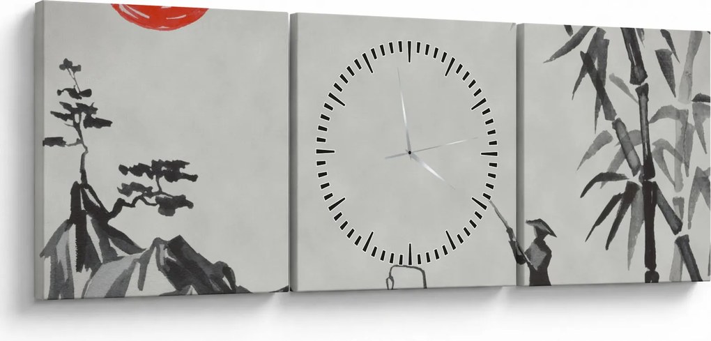 Obraz - Hora Fuji (s hodinami) (90x30 cm)