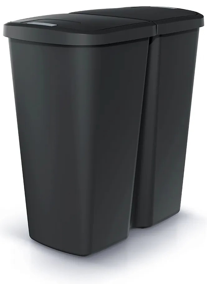 Odpadkový kôš DUO čierny, 45 l, čierna