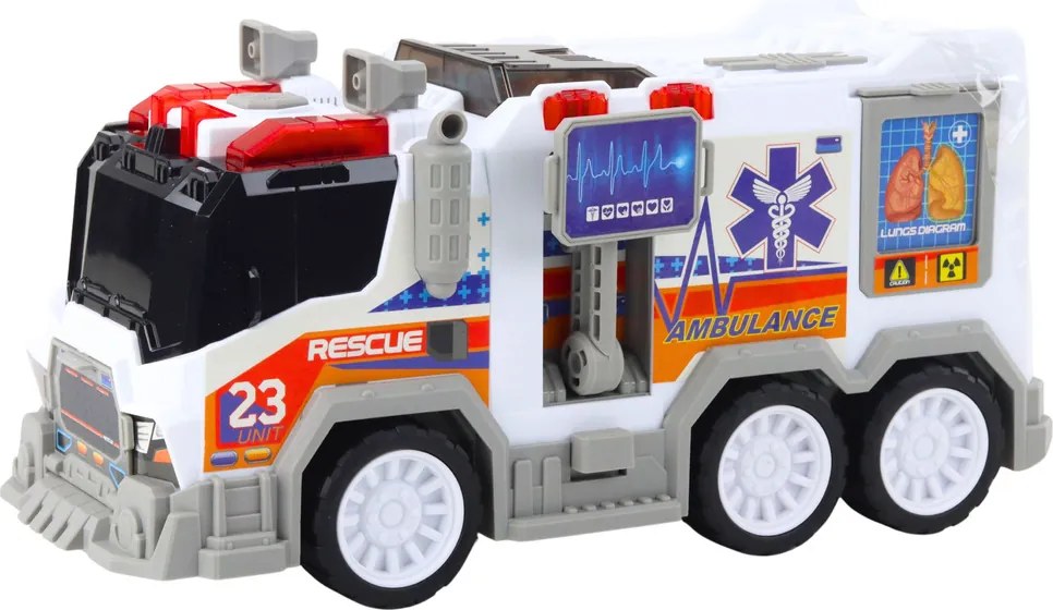 LEAN Toys Ambulancia Mestská ambulancia Zdravotnícke vozidlo Pohon Svetlá Zvuky