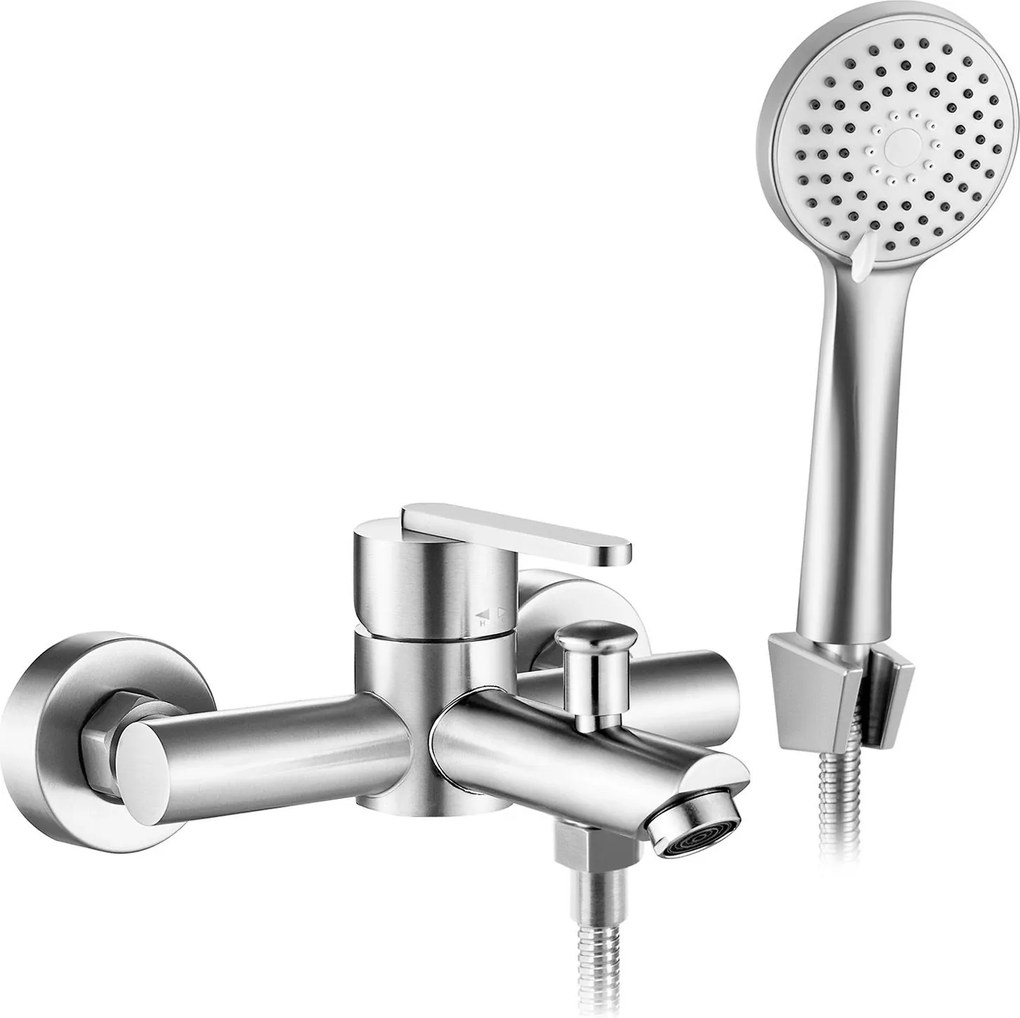 Rea Ontario, vaňová batéria s ručnou sprchovou súpravou, brúsená oceľ, REA-B5514