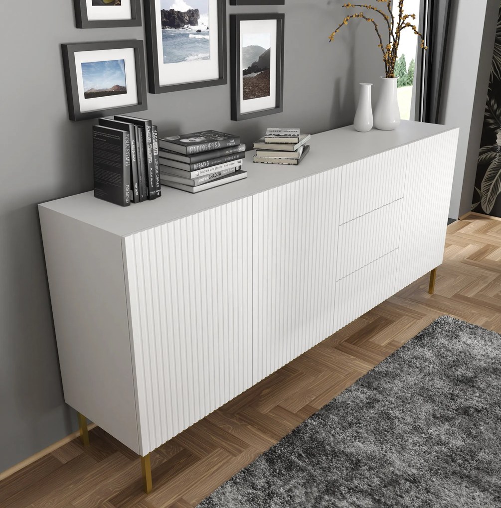 Komoda 3D3S 200 Rowanna (biela + čierna). Akcia -20%. Vlastná spoľahlivá doprava až k Vám domov. 1125008