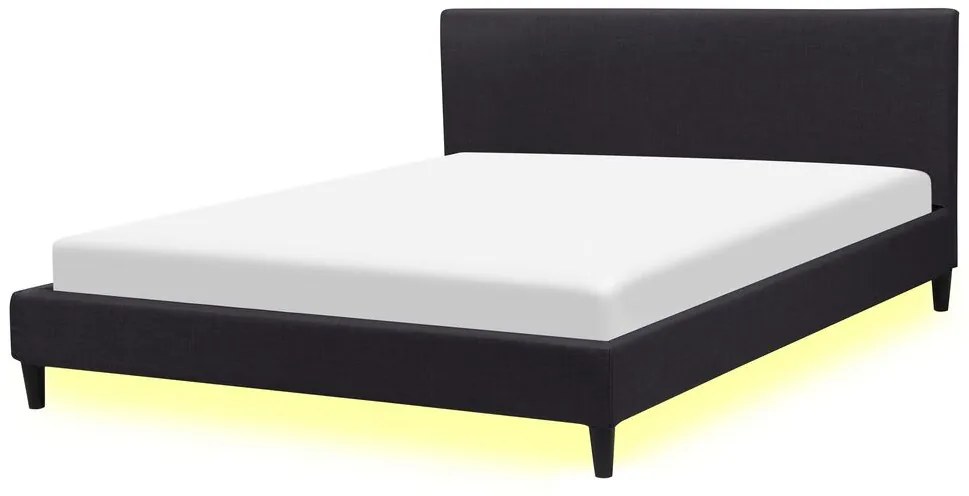 Manželská posteľ 160 cm FUTTI (s roštom a LED osvetlením) (čierna). Vlastná spoľahlivá doprava až k Vám domov. 1007270