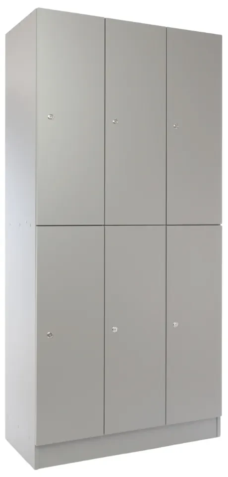 Drevená šatníková skrinka Visio LUX - 6 boxov, 90 x 45 x 185 cm, cylindrický zámok, sivá