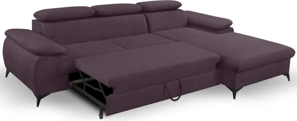 Rohová sedacia súprava Scala, hroznová ružovo-fialová látka, pravý roh