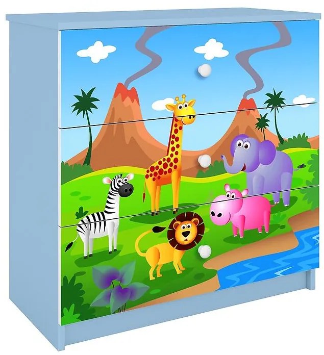 Detská komoda  Babydreams modrá – Safari
