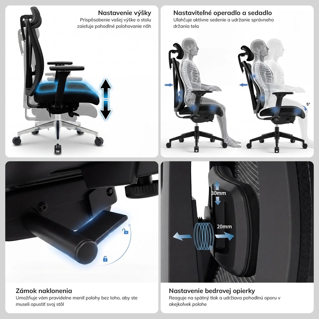 Ergonomická otočná kancelárska stolička, hnedá: VECTOR