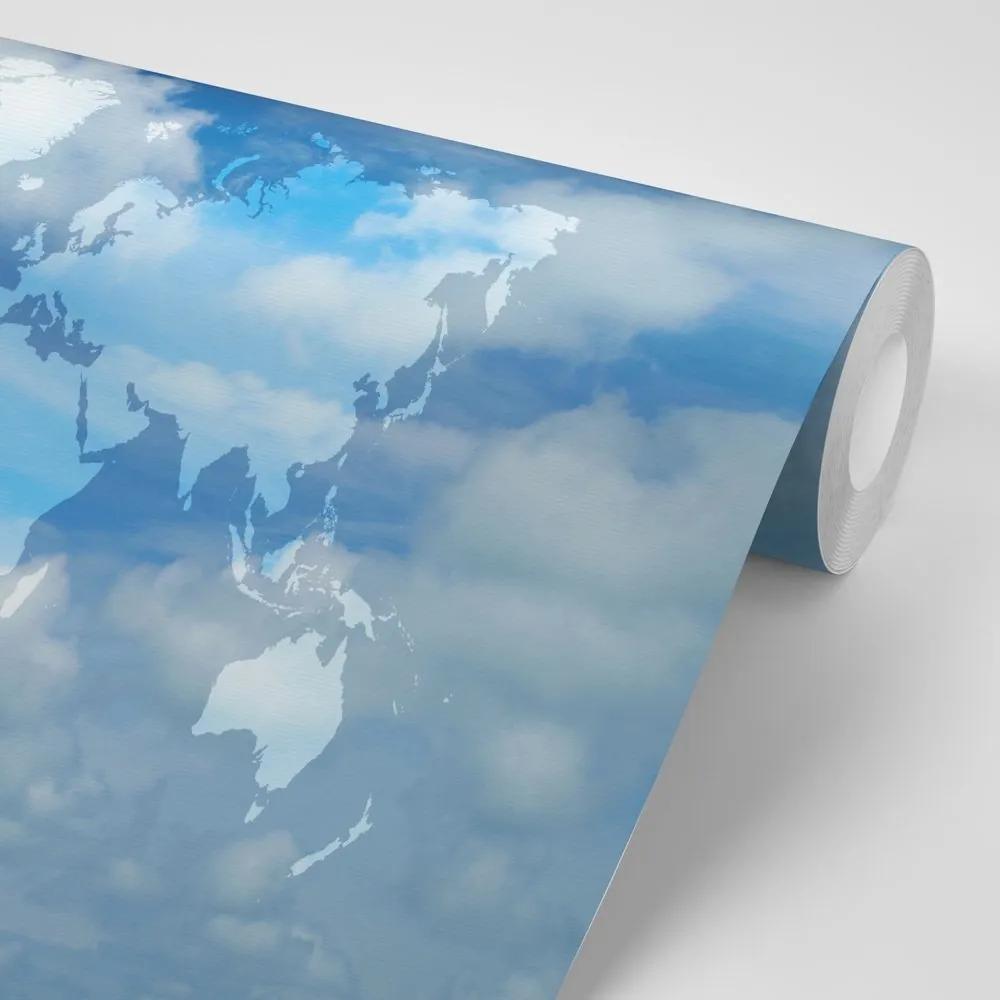 Samolepiaca tapeta mapa sveta s nebeským pozadím - 150x100
