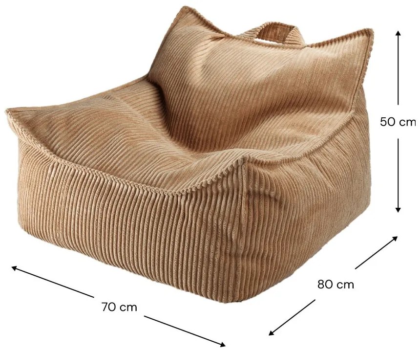 Hnedý menčestrový detský sedací vak Chair – Wigiwama