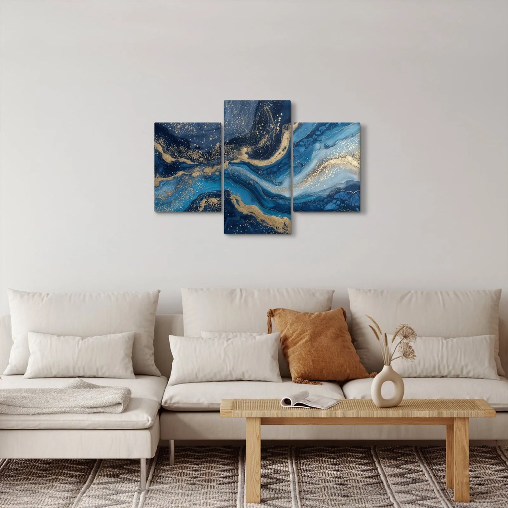 Obraz - Modrozlatý abstraktný mramor (90x60 cm)