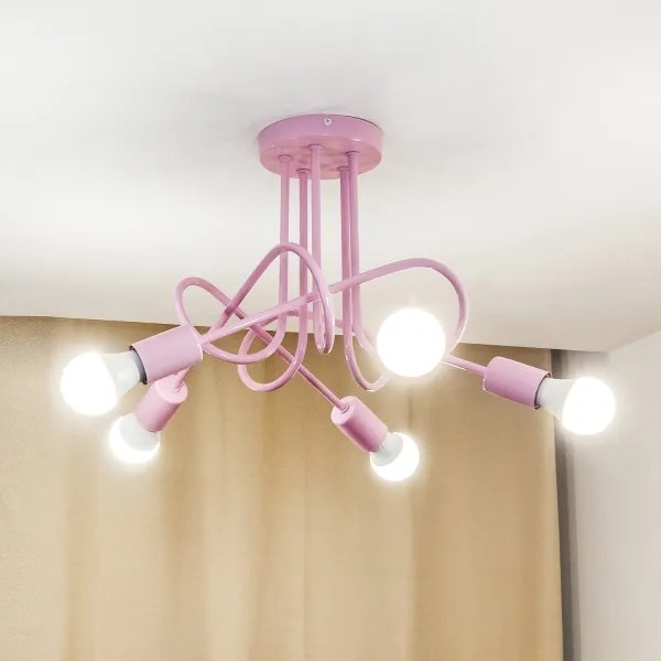 Prisadený luster OXFORD 5xE27/15W/230V ružový