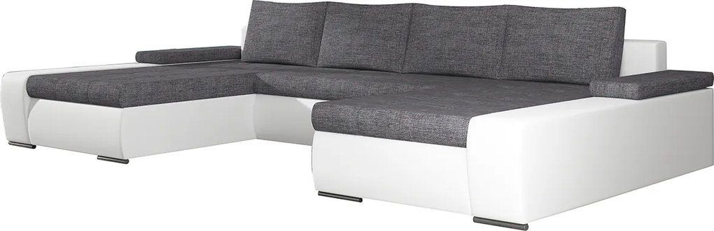 Rohová sedačka U s rozkladom a úložným priestorom Melfi L/P - sivá (Sawana 05) / biela (Soft 17)