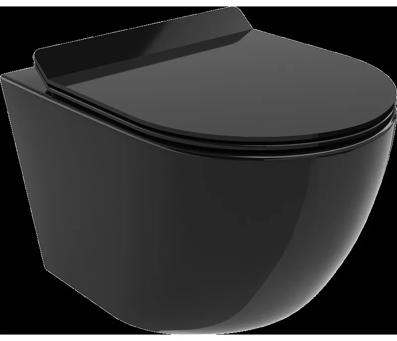 Mexen Lena WC misa Rimless s pomaly padajúcim sedátkom, duroplast, čierna - 30224070