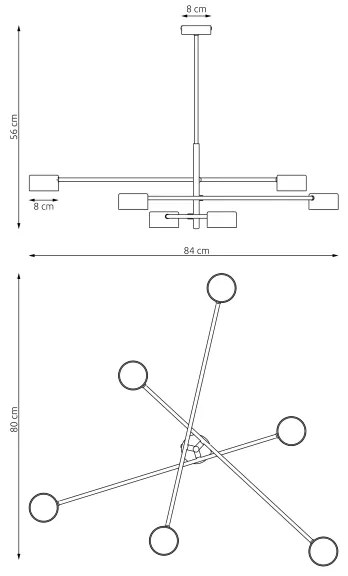 Luster na tyči NATSU 6xGX53/12W/230V čierna