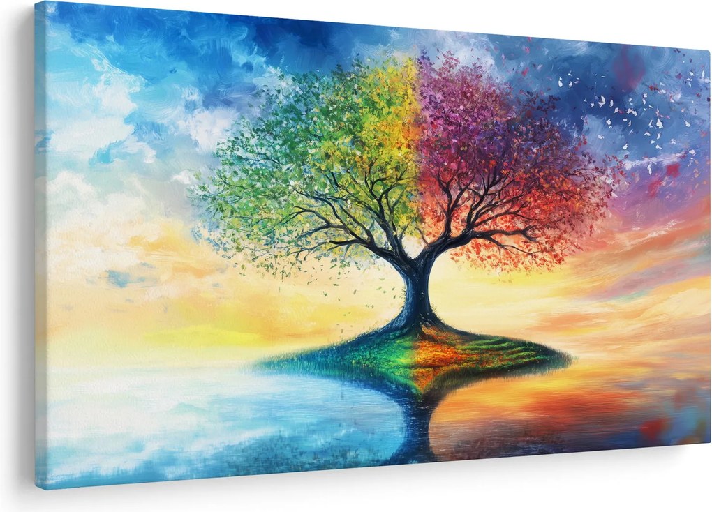 Obraz – Maľovaný strom ročných období (90x60 cm)