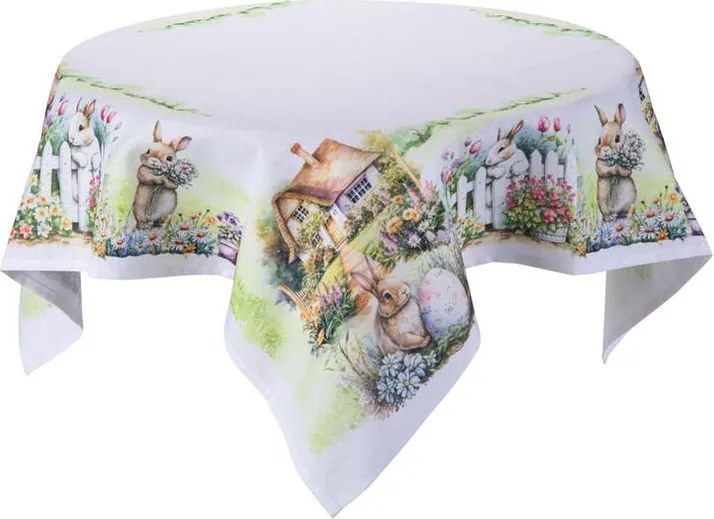 Stredový obrus s potlačou ZAJAČIKOVIA V ZÁHRADE 85 x 85 cm