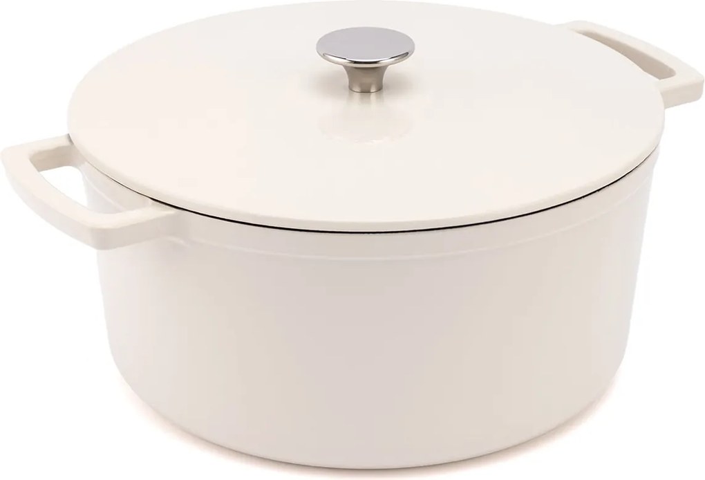 Elmich Smaltovaný liatinový hrniec Ember 28 cm krémovo biely