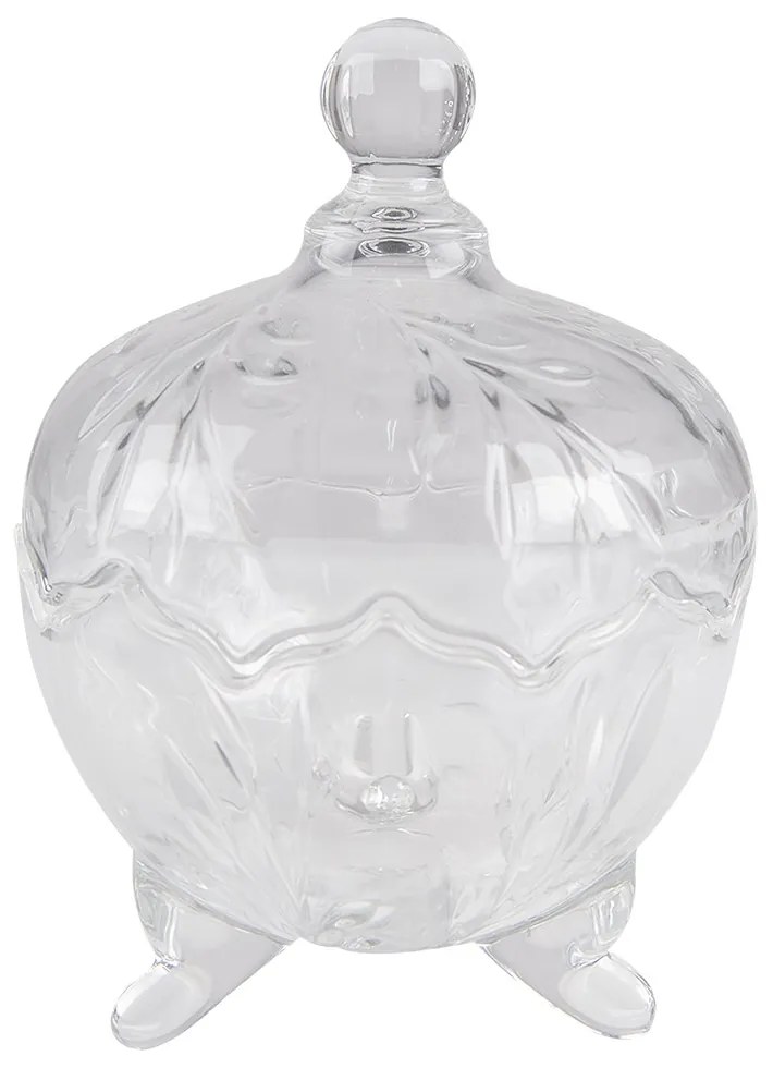 Transparentná sklenená miska dóza na cukrovinky s vekom - Ø 15*20 cm